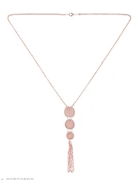 Anikas Creation  Rose Plated Tasselled Alloy Light weighted Cream  Stone Finished Pendant -  Adjustable, Gold Plated,  Multipack 1
